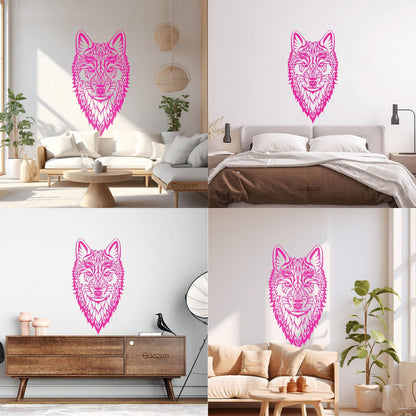 Vinyl Wall Stickers Wolf Head Wild Animal Ethnic Ornament Self Adhesive