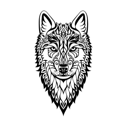 Vinyl Wall Stickers Wolf Head Wild Animal Ethnic Ornament Self Adhesive