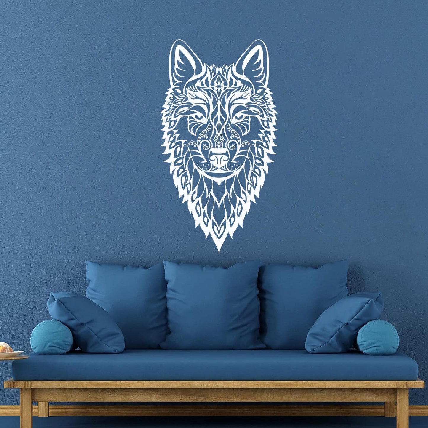 Vinyl Wall Stickers Wolf Head Wild Animal Ethnic Ornament Self Adhesive