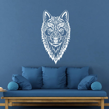 Vinyl Wall Stickers Wolf Head Wild Animal Ethnic Ornament Self Adhesive