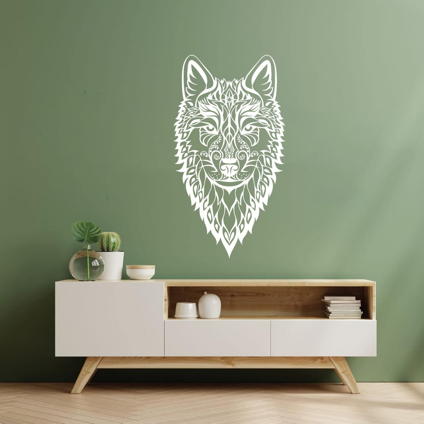 Vinyl Wall Stickers Wolf Head Wild Animal Ethnic Ornament Self Adhesive