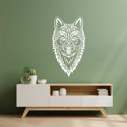 Vinyl Wall Stickers Wolf Head Wild Animal Ethnic Ornament Self Adhesive