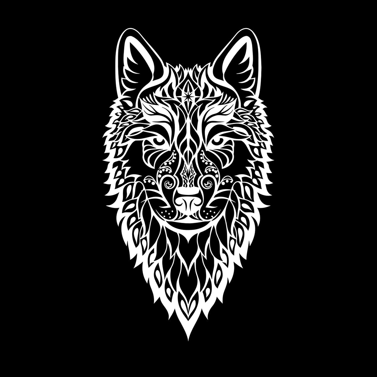 Vinyl Wall Stickers Wolf Head Wild Animal Ethnic Ornament Self Adhesive