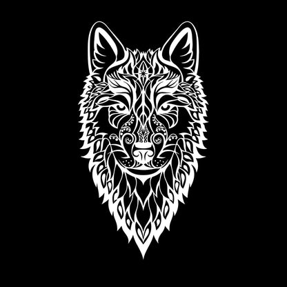 Vinyl Wall Stickers Wolf Head Wild Animal Ethnic Ornament Self Adhesive