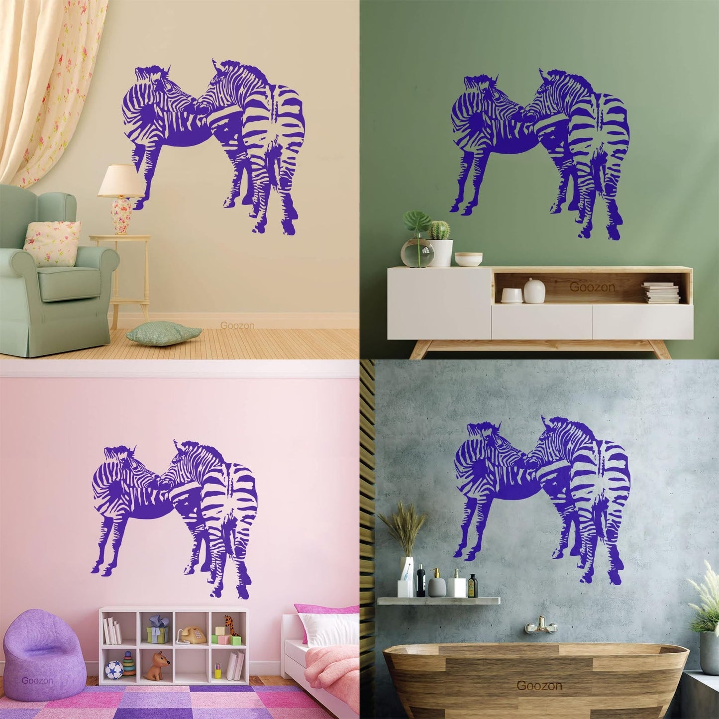 Mural And Wall Vinyl Decal Zebras African Animals Kids Easy Installation