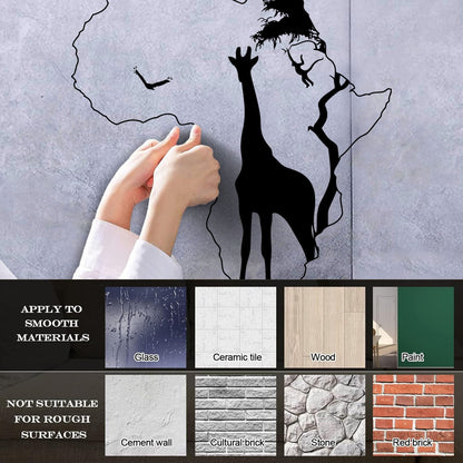 Engraving Stickers Africa African Giraffe Wild Animals Savanna Home Decoa Art Decoration