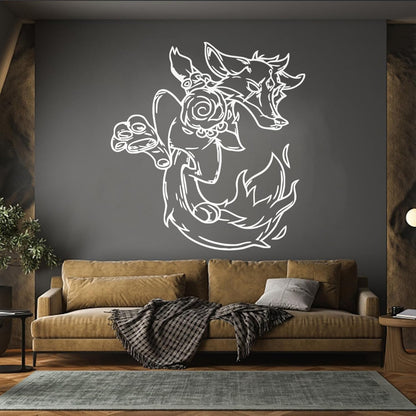 Wall Decals Pvc Animal Fox Fantastic Cartoon Fiery Can Modify And Add Information