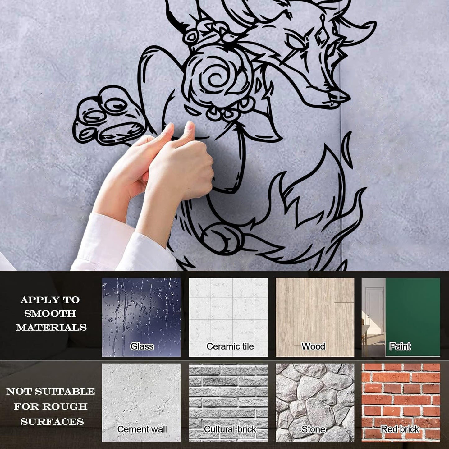 Wall Decals Pvc Animal Fox Fantastic Cartoon Fiery Can Modify And Add Information