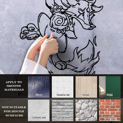 Wall Decals Pvc Animal Fox Fantastic Cartoon Fiery Can Modify And Add Information