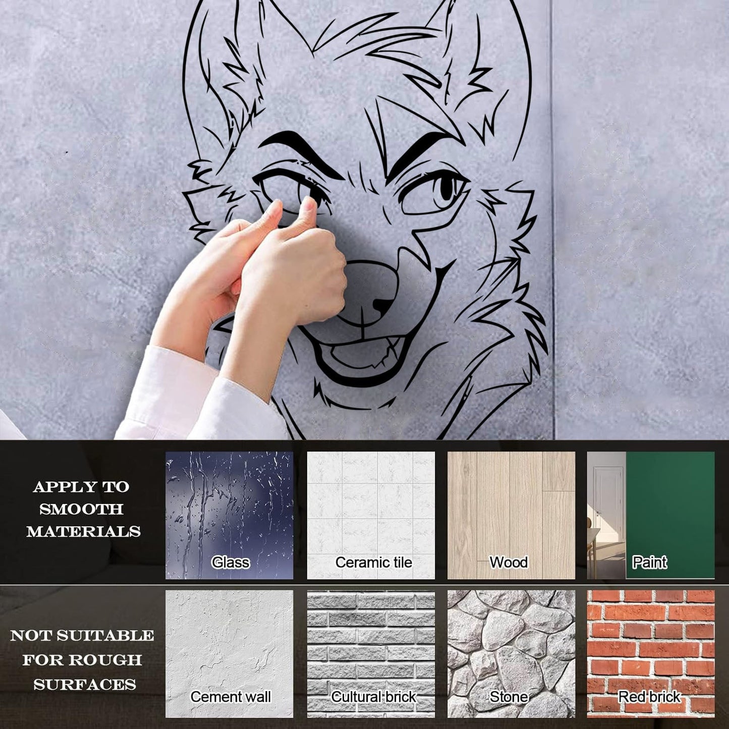 Lettering Stickers Animal Fox Sly Head Mimicry Face Art Decoration