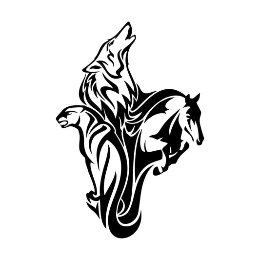 Wall Decals Pvc Animals Wolf Horse Wild Cat Easy Installation