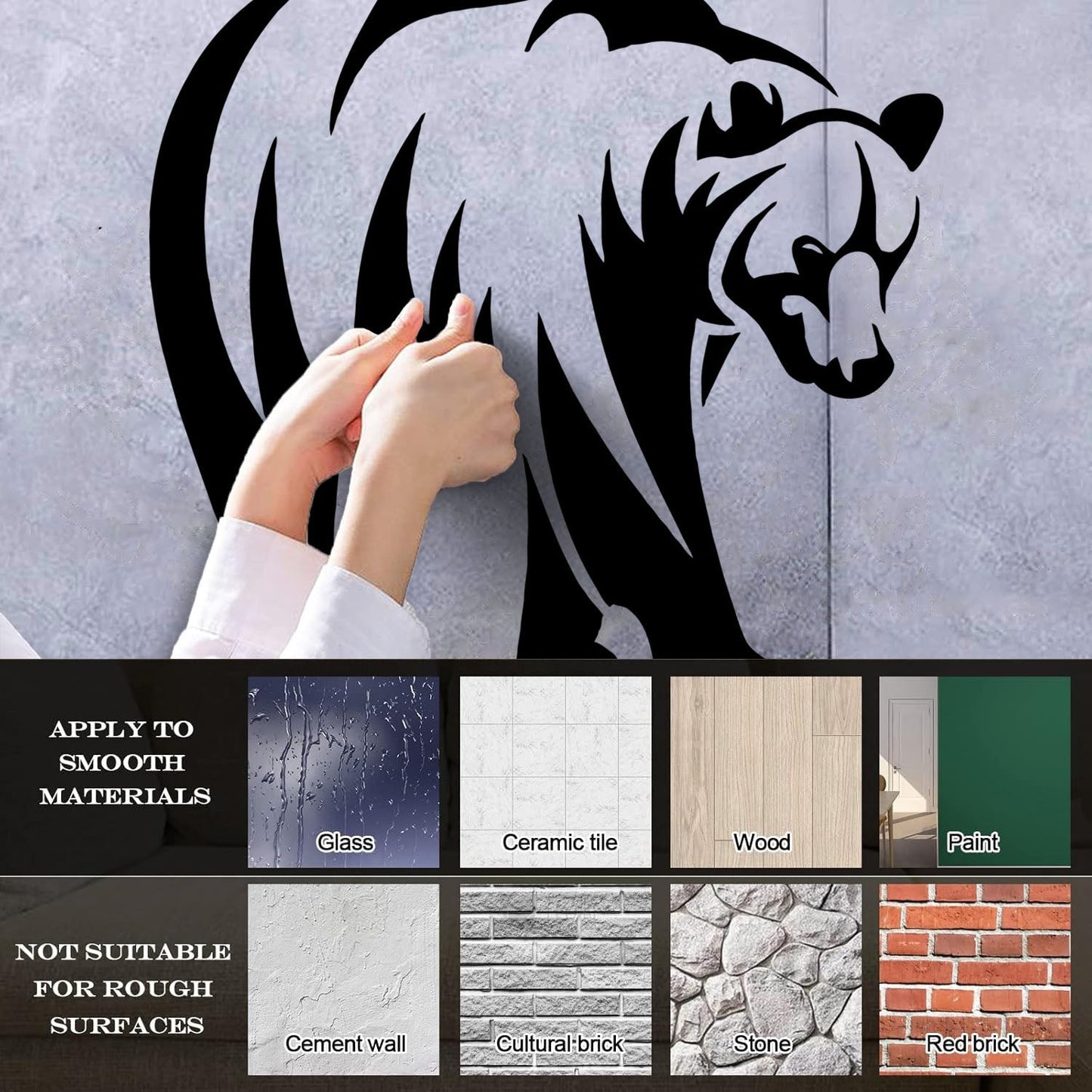 Engraving Decals Brown Bear Animal Predator Taiga Forest Strong Waterproof