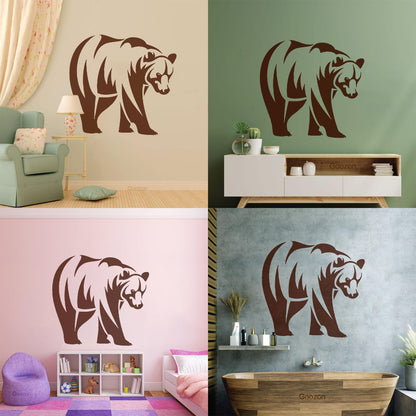 Engraving Decals Brown Bear Animal Predator Taiga Forest Strong Waterproof