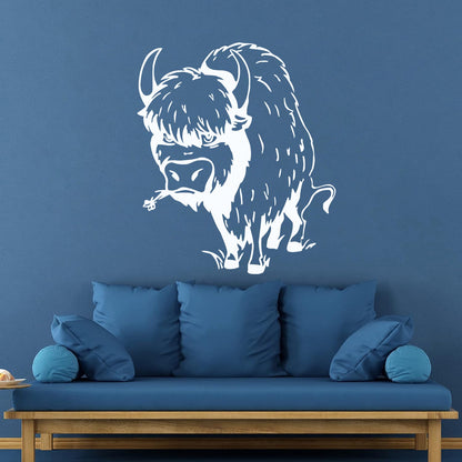 Mural And Wall Vinyl Decal Bull Animal Cow Buffalo Horns Hoof It Won'T Fall Off