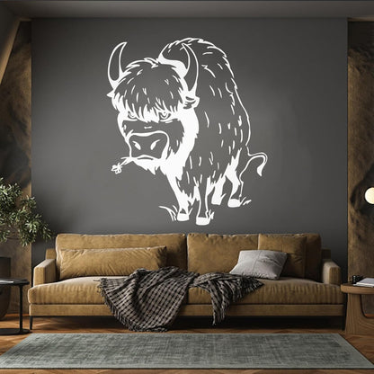 Mural And Wall Vinyl Decal Bull Animal Cow Buffalo Horns Hoof It Won'T Fall Off