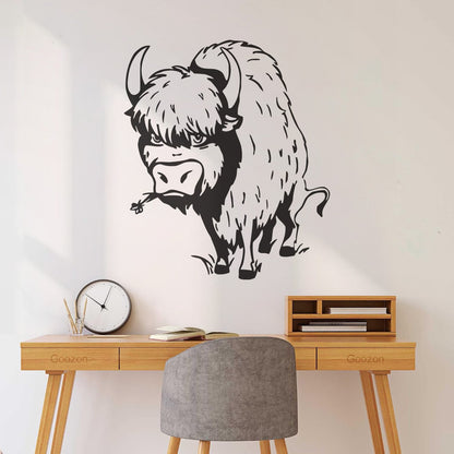 Mural And Wall Vinyl Decal Bull Animal Cow Buffalo Horns Hoof It Won'T Fall Off