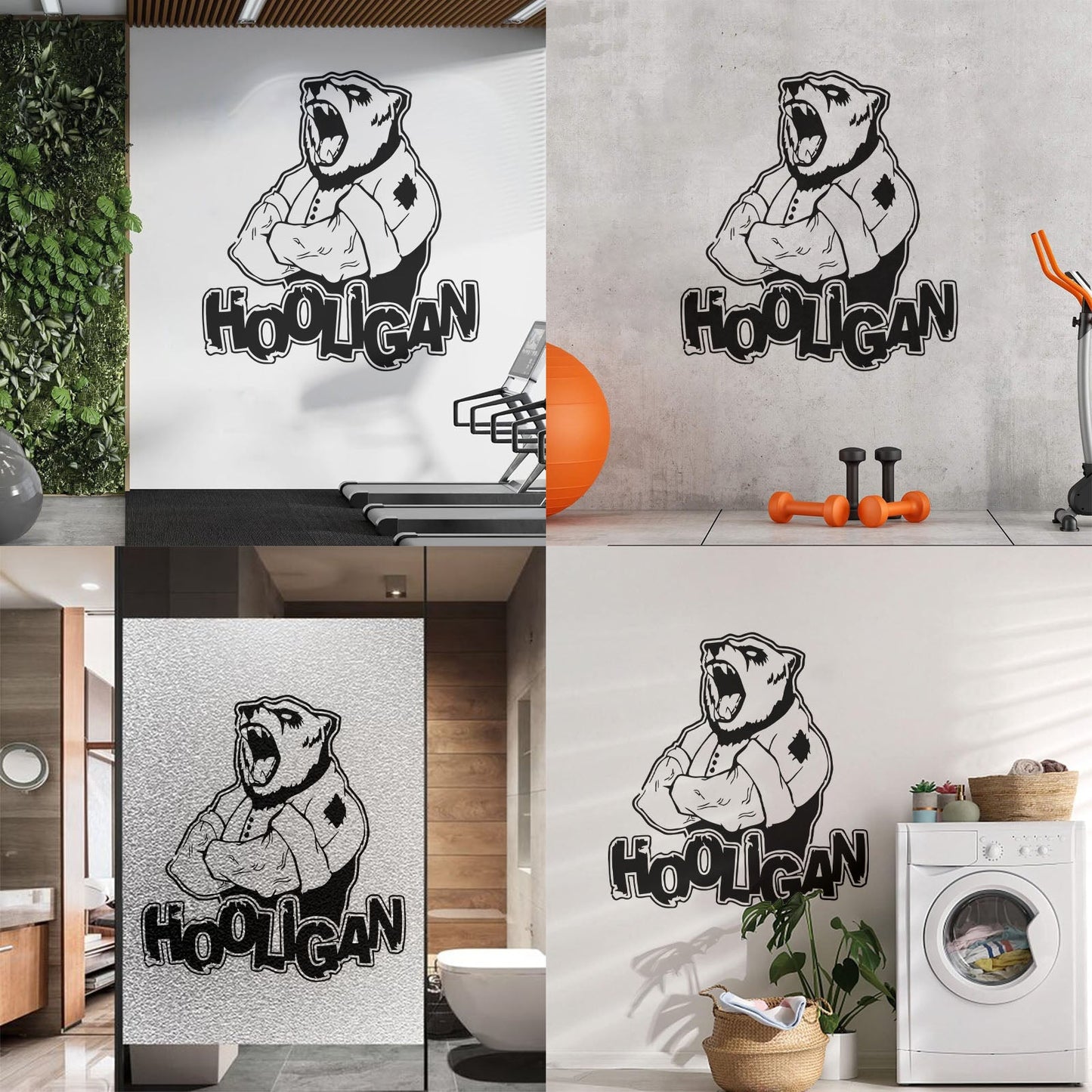 Vinyl Art Sticker Ferocious Bear Head Animal Hooligan Man Art Mural Painting