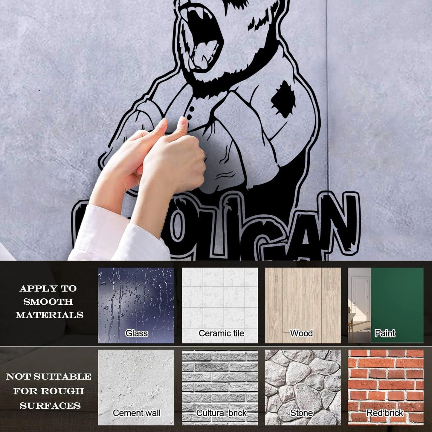 Vinyl Art Sticker Ferocious Bear Head Animal Hooligan Man Art Mural Painting