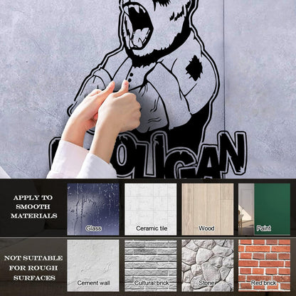Vinyl Art Sticker Ferocious Bear Head Animal Hooligan Man Art Mural Painting