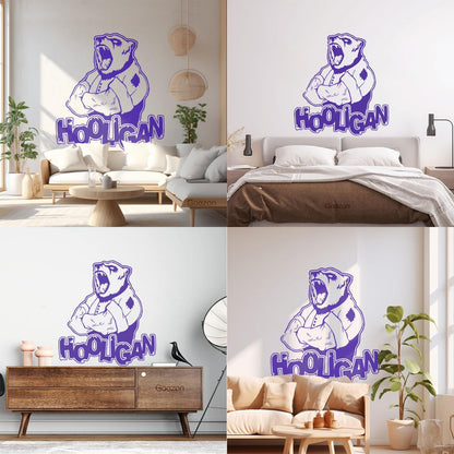 Vinyl Art Sticker Ferocious Bear Head Animal Hooligan Man Art Mural Painting
