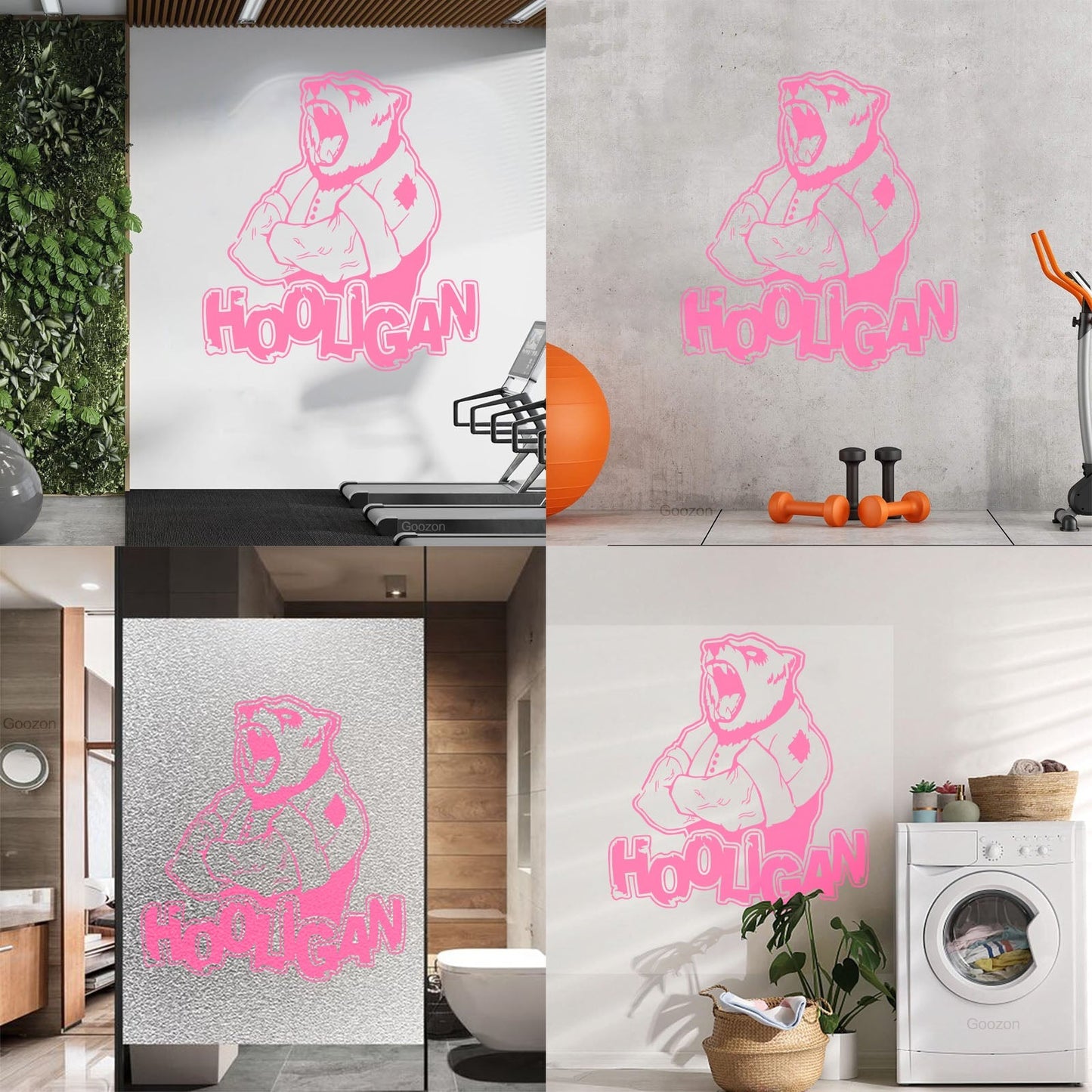 Vinyl Art Sticker Ferocious Bear Head Animal Hooligan Man Art Mural Painting