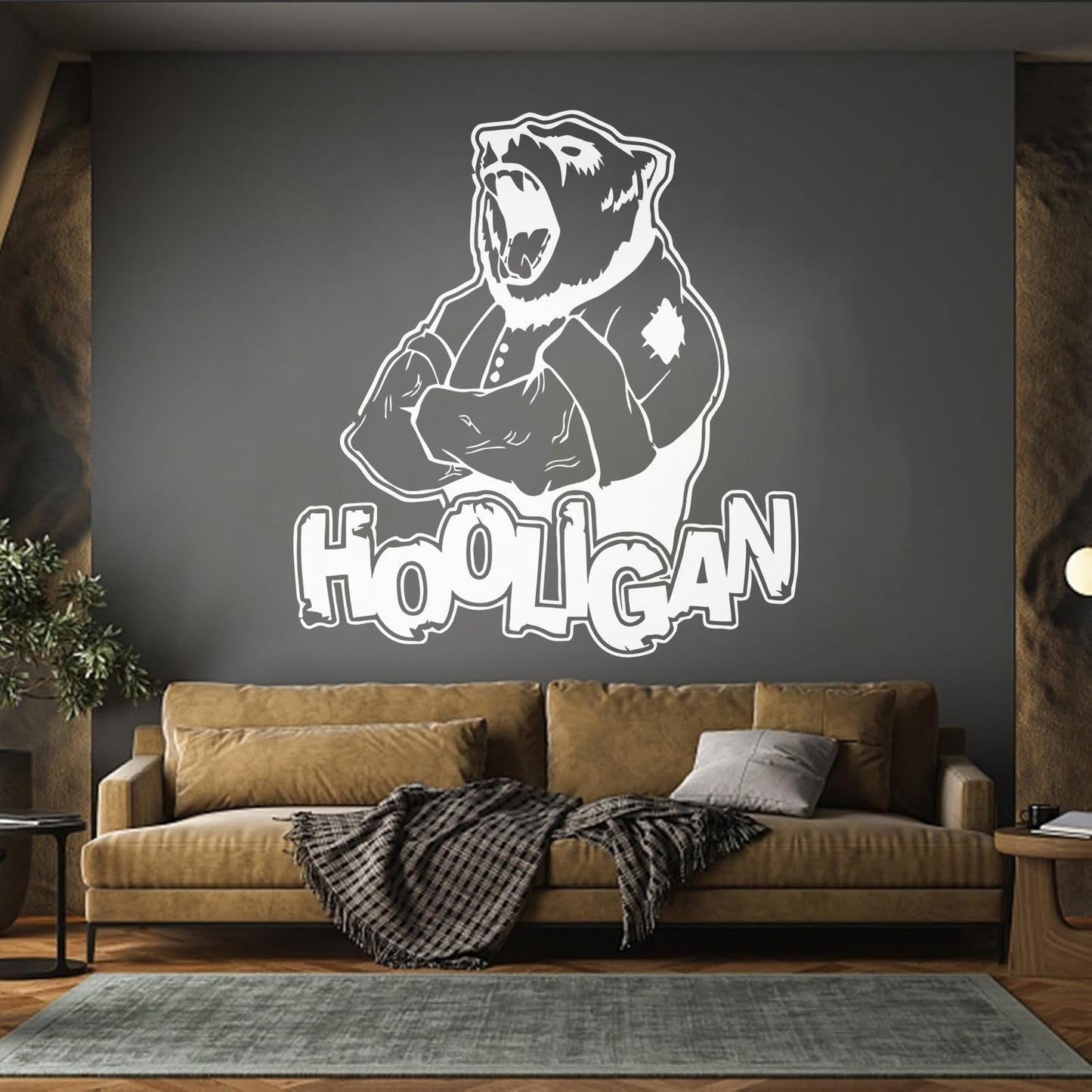 Vinyl Art Sticker Ferocious Bear Head Animal Hooligan Man Art Mural Painting