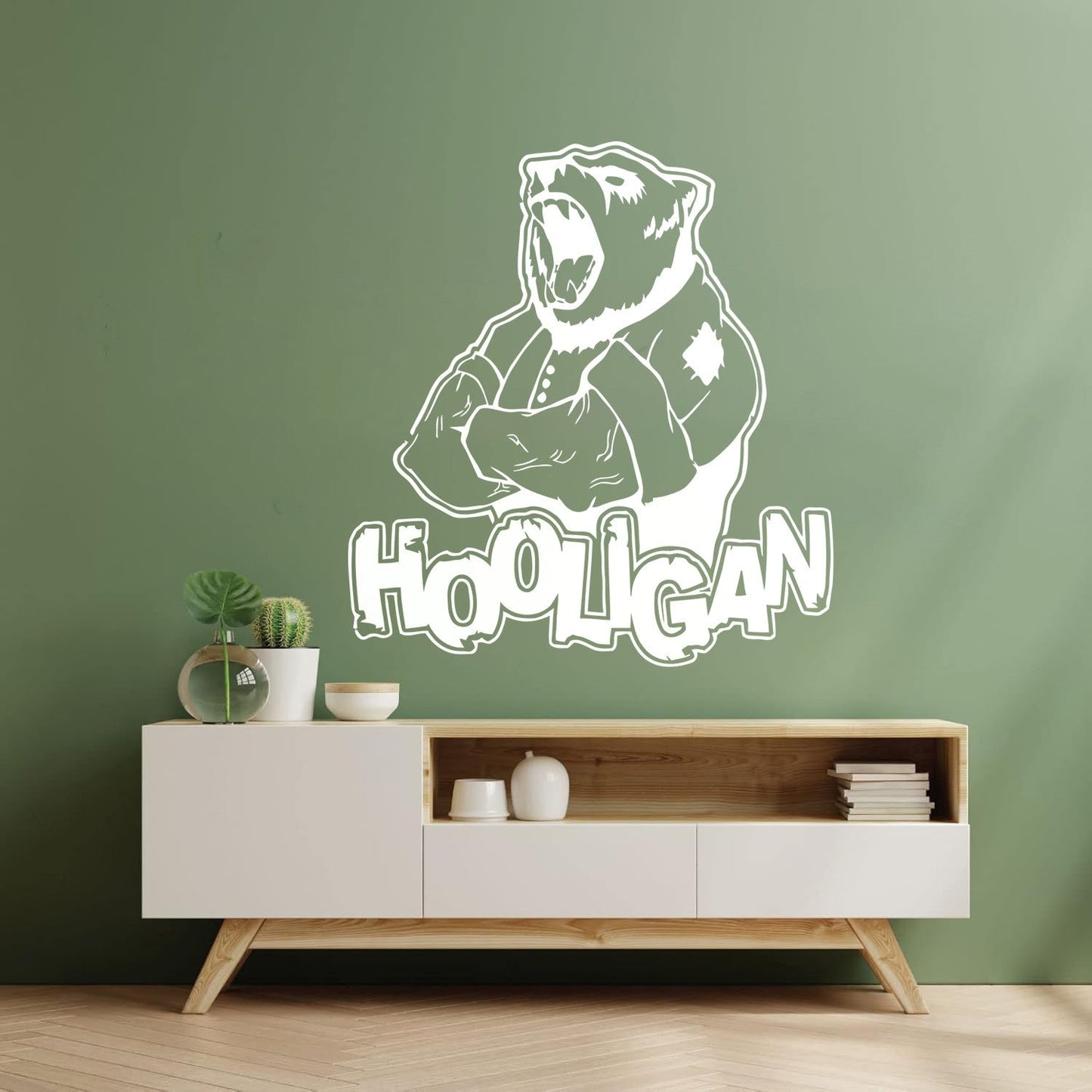 Vinyl Art Sticker Ferocious Bear Head Animal Hooligan Man Art Mural Painting