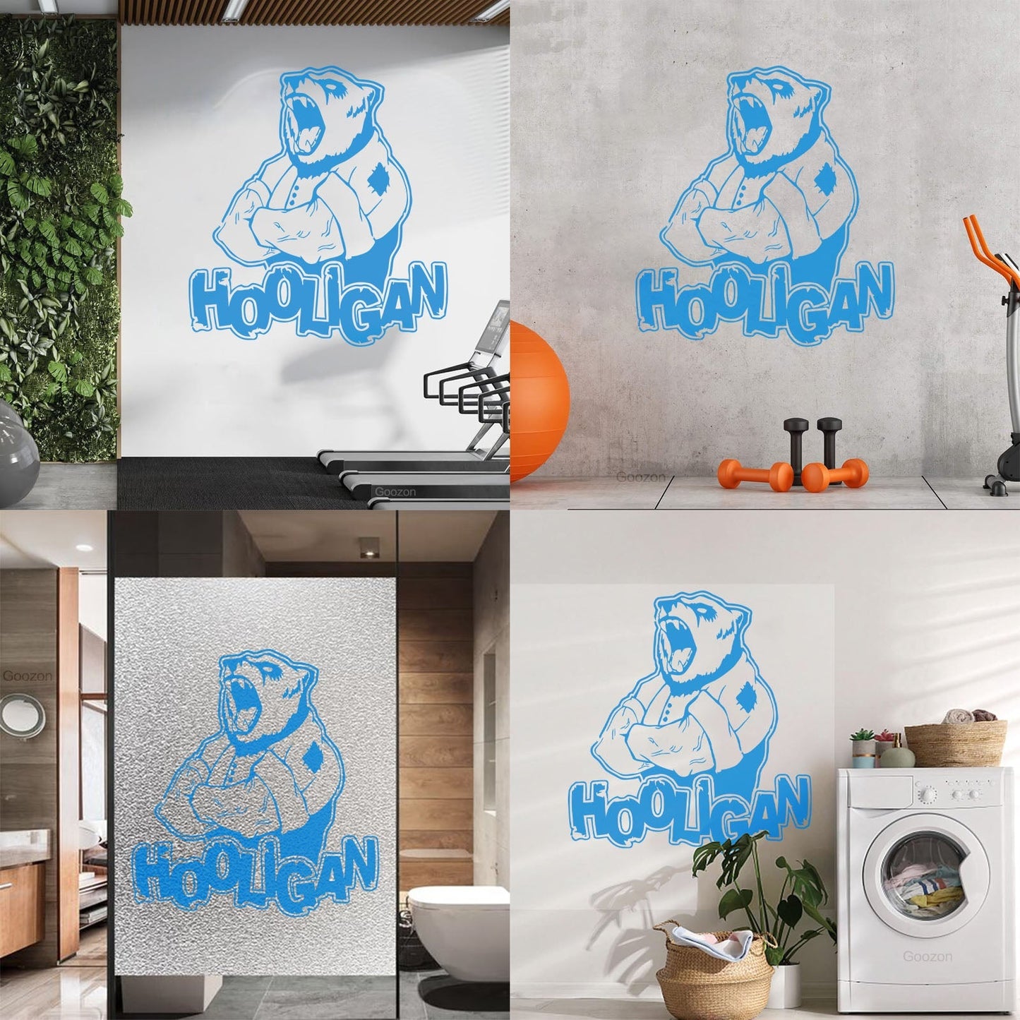 Vinyl Art Sticker Ferocious Bear Head Animal Hooligan Man Art Mural Painting