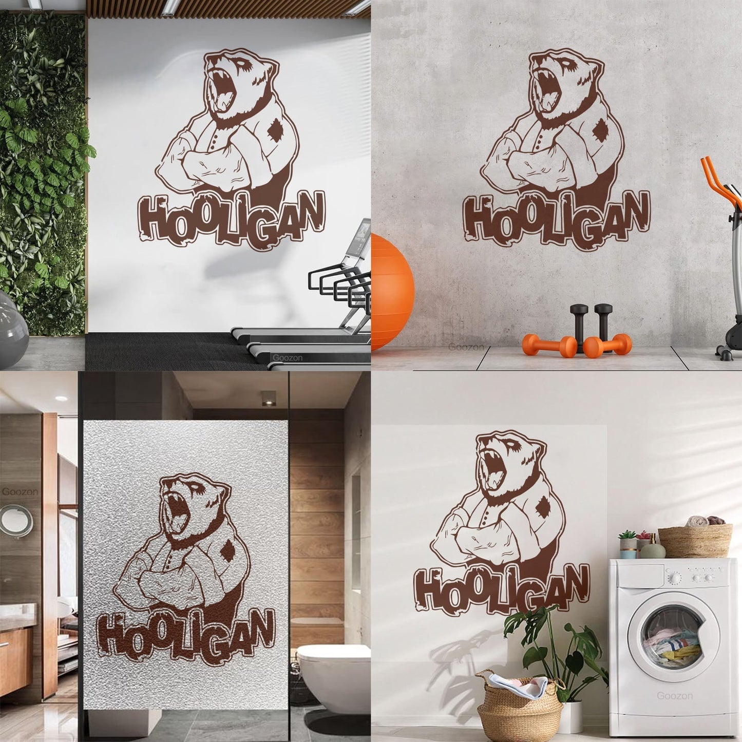 Vinyl Art Sticker Ferocious Bear Head Animal Hooligan Man Art Mural Painting