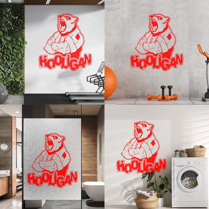 Vinyl Art Sticker Ferocious Bear Head Animal Hooligan Man Art Mural Painting