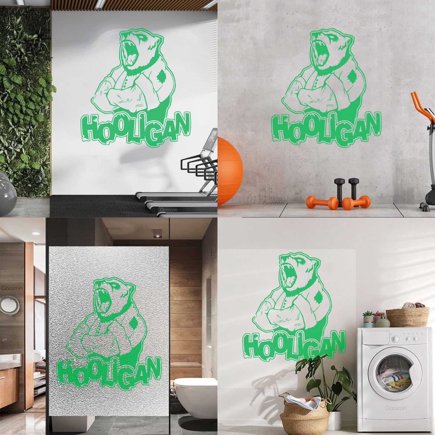 Vinyl Art Sticker Ferocious Bear Head Animal Hooligan Man Art Mural Painting