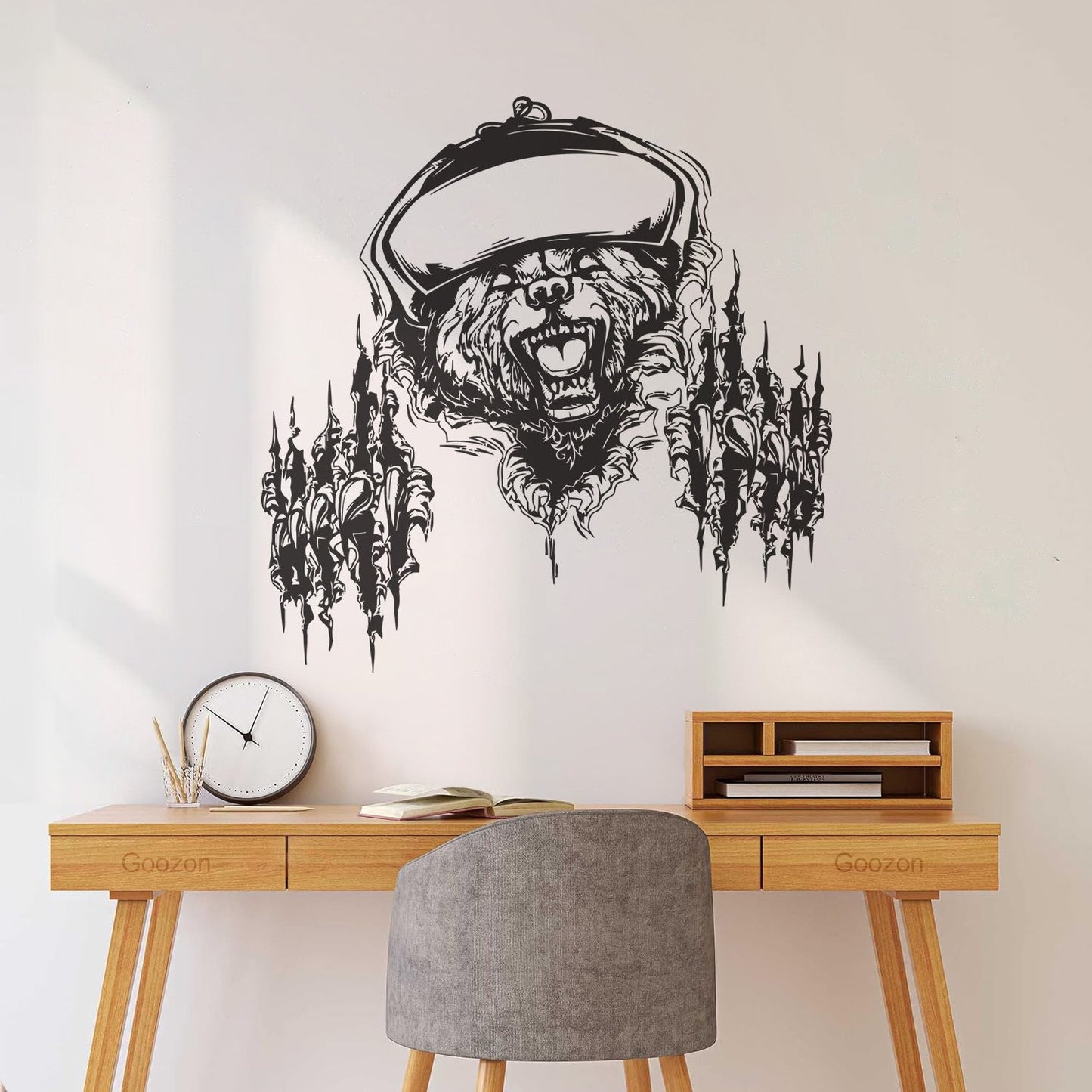 Fierce Grizzly Bear Animal Power Of Rage Claws Grin Engraving Stickers Multiple Size Options