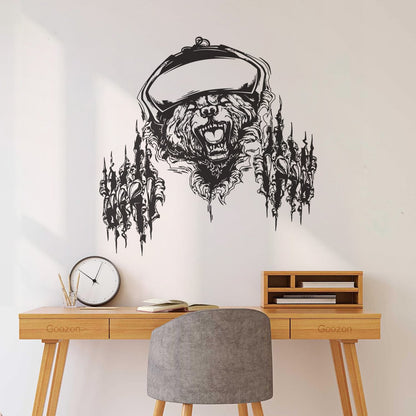 Fierce Grizzly Bear Animal Power Of Rage Claws Grin Engraving Stickers Multiple Size Options