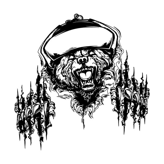 Fierce Grizzly Bear Animal Power Of Rage Claws Grin Engraving Stickers Multiple Size Options