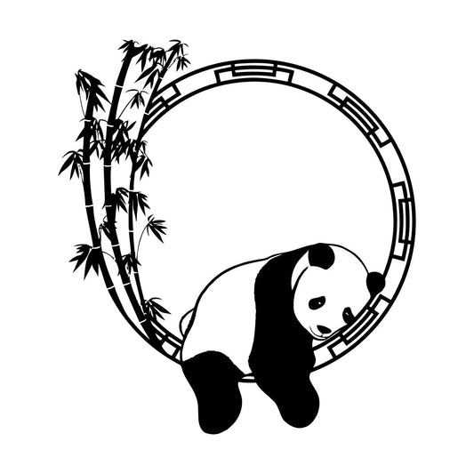 Fine Carving Stickers Funny Animal Panda Bamboo Japanese Removable Without Leaving Glue