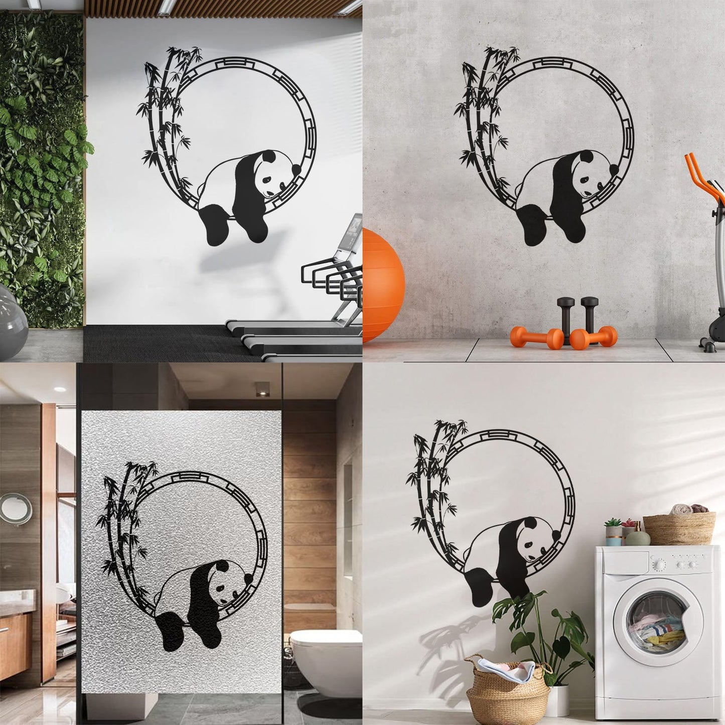 Fine Carving Stickers Funny Animal Panda Bamboo Japanese Removable Without Leaving Glue