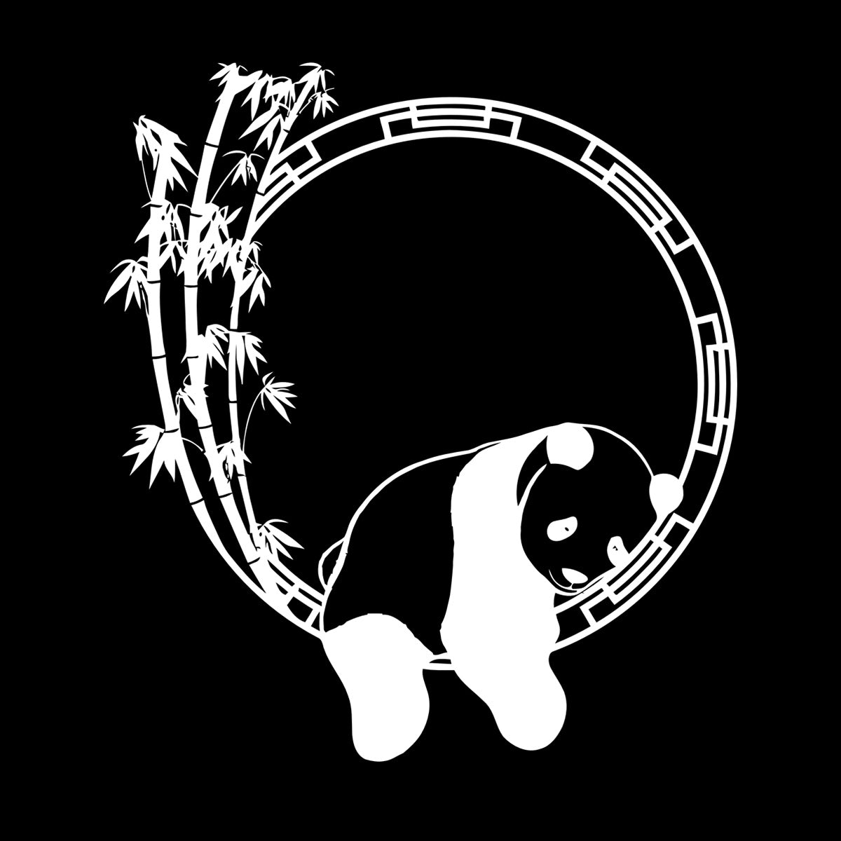 Fine Carving Stickers Funny Animal Panda Bamboo Japanese Removable Without Leaving Glue