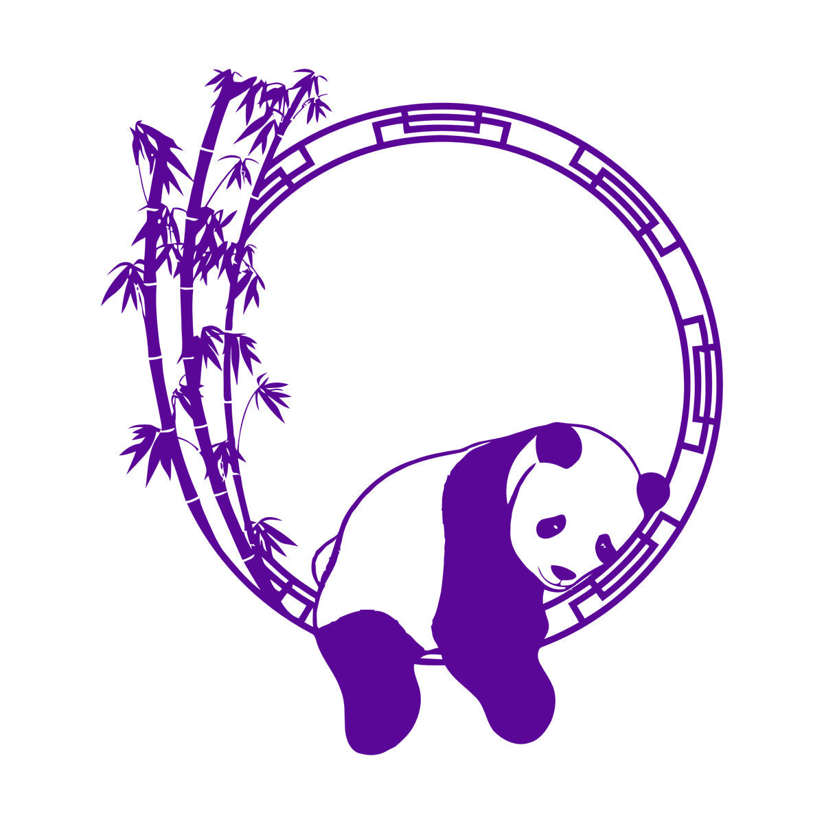 Fine Carving Stickers Funny Animal Panda Bamboo Japanese Removable Without Leaving Glue