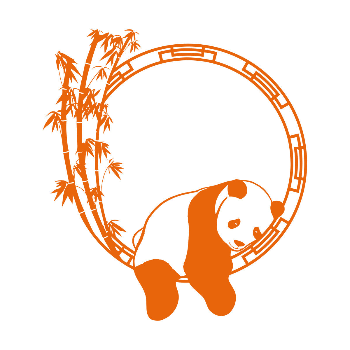 Fine Carving Stickers Funny Animal Panda Bamboo Japanese Removable Without Leaving Glue