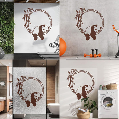 Fine Carving Stickers Funny Animal Panda Bamboo Japanese Removable Without Leaving Glue