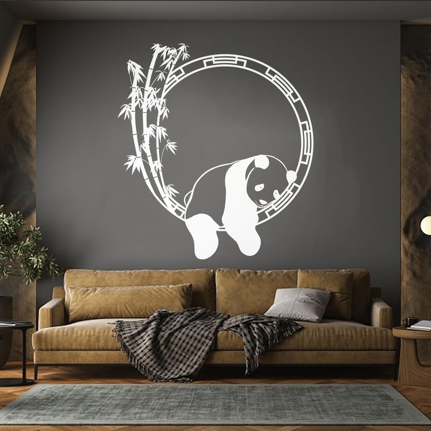 Fine Carving Stickers Funny Animal Panda Bamboo Japanese Removable Without Leaving Glue