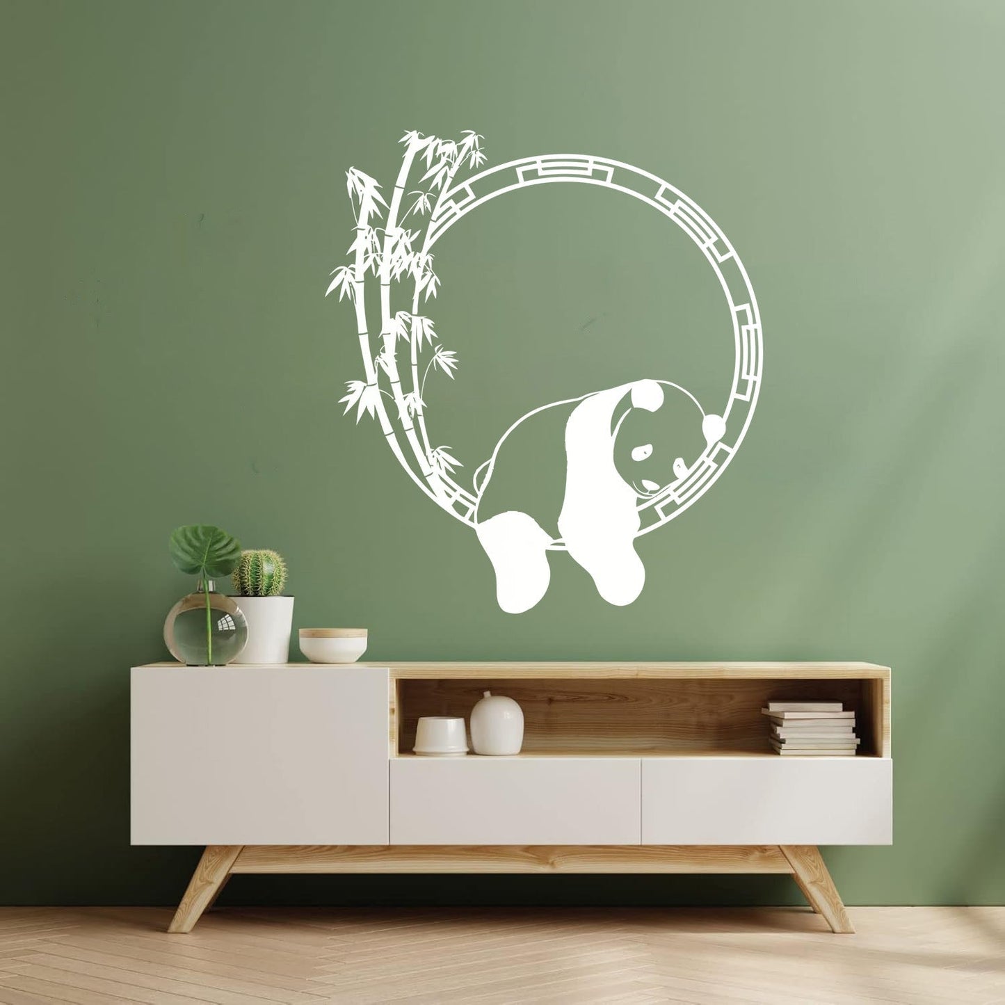 Fine Carving Stickers Funny Animal Panda Bamboo Japanese Removable Without Leaving Glue