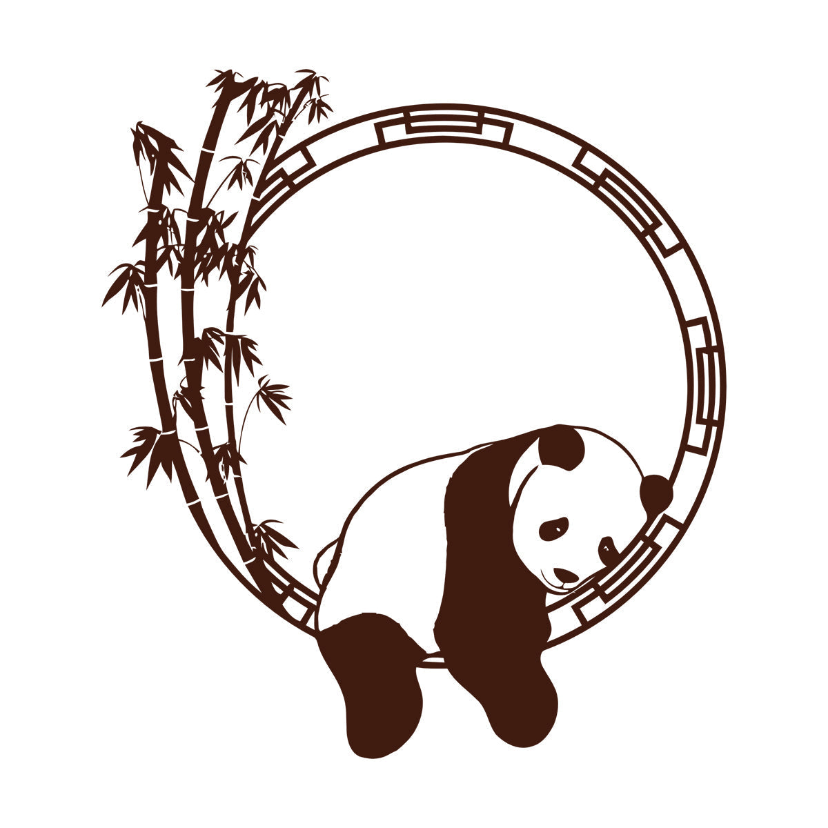 Fine Carving Stickers Funny Animal Panda Bamboo Japanese Removable Without Leaving Glue