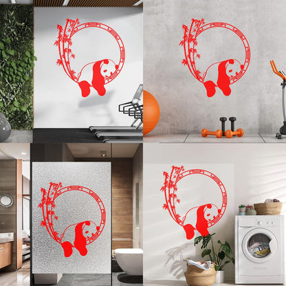 Fine Carving Stickers Funny Animal Panda Bamboo Japanese Removable Without Leaving Glue