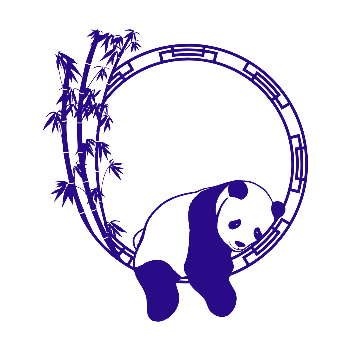 Fine Carving Stickers Funny Animal Panda Bamboo Japanese Removable Without Leaving Glue