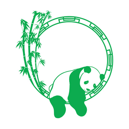 Fine Carving Stickers Funny Animal Panda Bamboo Japanese Removable Without Leaving Glue