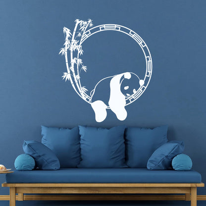 Fine Carving Stickers Funny Animal Panda Bamboo Japanese Removable Without Leaving Glue