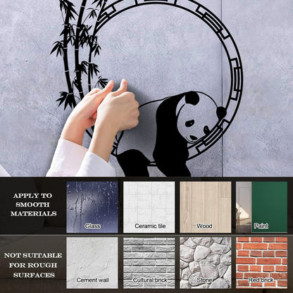 Fine Carving Stickers Funny Animal Panda Bamboo Japanese Removable Without Leaving Glue