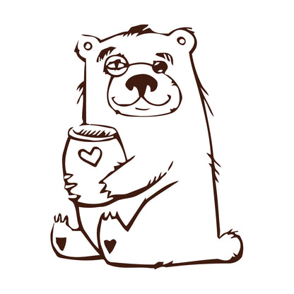 Wall Stickers Funny Bear With Honey Forest Animal Self Adhesive