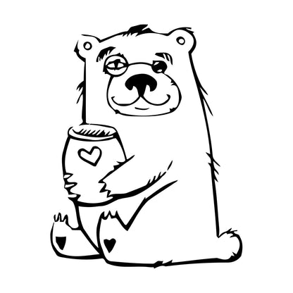 Wall Stickers Funny Bear With Honey Forest Animal Self Adhesive